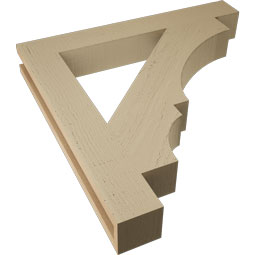 Ekena Millwork - BKTUR035X26X26BOA05RCPR - Timberthane Faux Wood Balboa Style Bracket, Block Ends, 3 1/2"W x 26"D x 26"H, Primed Tan