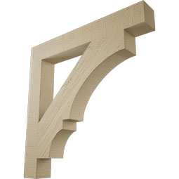 Ekena Millwork - BKTUR035X26X26BOA05RCPR - Timberthane Faux Wood Balboa Style Bracket, Block Ends, 3 1/2"W x 26"D x 26"H, Primed Tan