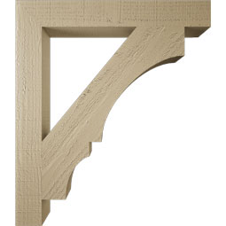 Ekena Millwork - BKTUR035X26X30BOA05RCPR - Timberthane Faux Wood Balboa Style Bracket, Block Ends, 3 1/2"W x 26"D x 30"H, Primed Tan