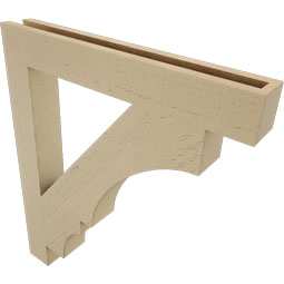 Ekena Millwork - BKTUR035X26X30BOA05RCPR - Timberthane Faux Wood Balboa Style Bracket, Block Ends, 3 1/2"W x 26"D x 30"H, Primed Tan