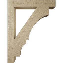 Ekena Millwork - BKTUR035X26X34BOA05RCPR - Timberthane Faux Wood Balboa Style Bracket, Block Ends, 3 1/2"W x 26"D x 34"H, Primed Tan