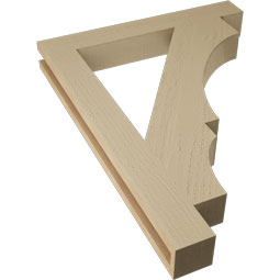 Ekena Millwork - BKTUR035X26X34BOA05RCPR - Timberthane Faux Wood Balboa Style Bracket, Block Ends, 3 1/2"W x 26"D x 34"H, Primed Tan
