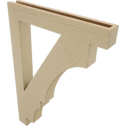 Ekena Millwork - BKTUR035X26X38BOA05RCPR - Timberthane Faux Wood Balboa Style Bracket, Block Ends, 3 1/2"W x 26"D x 38"H, Primed Tan