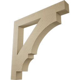 Ekena Millwork - BKTUR035X28X28BOA05RCPR - Timberthane Faux Wood Balboa Style Bracket, Block Ends, 3 1/2"W x 28"D x 28"H, Primed Tan