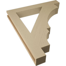 Ekena Millwork - BKTUR035X28X32BOA05RCPR - Timberthane Faux Wood Balboa Style Bracket, Block Ends, 3 1/2"W x 28"D x 32"H, Primed Tan