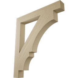 Ekena Millwork - BKTUR035X28X32BOA05RCPR - Timberthane Faux Wood Balboa Style Bracket, Block Ends, 3 1/2"W x 28"D x 32"H, Primed Tan
