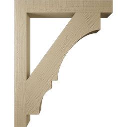 Ekena Millwork - BKTUR035X28X36BOA05RCPR - Timberthane Faux Wood Balboa Style Bracket, Block Ends, 3 1/2"W x 28"D x 36"H, Primed Tan