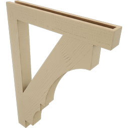 Ekena Millwork - BKTUR035X28X40BOA05RCPR - Timberthane Faux Wood Balboa Style Bracket, Block Ends, 3 1/2"W x 28"D x 40"H, Primed Tan