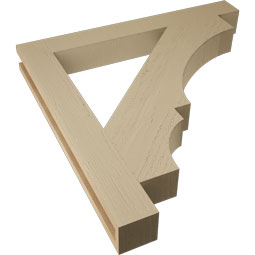 Ekena Millwork - BKTUR035X30X30BOA05RCPR - Timberthane Faux Wood Balboa Style Bracket, Block Ends, 3 1/2"W x 30"D x 30"H, Primed Tan