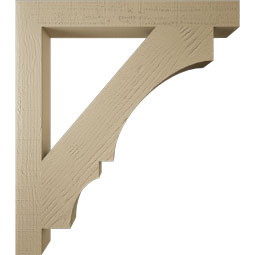 Ekena Millwork - BKTUR035X30X34BOA05RCPR - Timberthane Faux Wood Balboa Style Bracket, Block Ends, 3 1/2"W x 30"D x 34"H, Primed Tan
