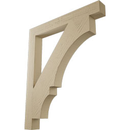 Ekena Millwork - BKTUR035X30X36BOA05RCPR - Timberthane Faux Wood Balboa Style Bracket, Block Ends, 3 1/2"W x 30"D x 36"H, Primed Tan