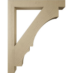 Ekena Millwork - BKTUR035X30X38BOA05RCPR - Timberthane Faux Wood Balboa Style Bracket, Block Ends, 3 1/2"W x 30"D x 38"H, Primed Tan