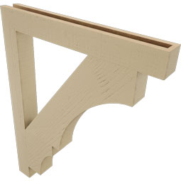 Ekena Millwork - BKTUR035X30X38BOA05RCPR - Timberthane Faux Wood Balboa Style Bracket, Block Ends, 3 1/2"W x 30"D x 38"H, Primed Tan