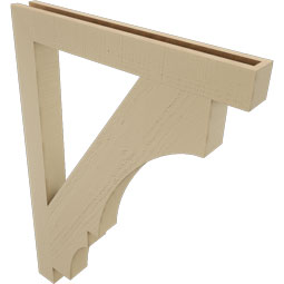 Ekena Millwork - BKTUR035X30X42BOA05RCPR - Timberthane Faux Wood Balboa Style Bracket, Block Ends, 3 1/2"W x 30"D x 42"H, Primed Tan