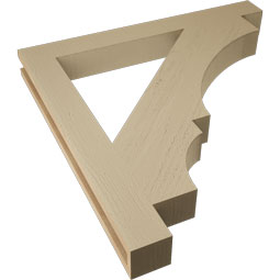 Ekena Millwork - BKTUR035X32X32BOA05RCPR - Timberthane Faux Wood Balboa Style Bracket, Block Ends, 3 1/2"W x 32"D x 32"H, Primed Tan
