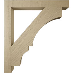 Ekena Millwork - BKTUR035X32X36BOA05RCPR - Timberthane Faux Wood Balboa Style Bracket, Block Ends, 3 1/2"W x 32"D x 36"H, Primed Tan