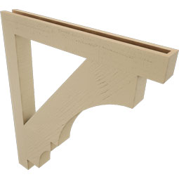 Ekena Millwork - BKTUR035X32X38BOA05RCPR - Timberthane Faux Wood Balboa Style Bracket, Block Ends, 3 1/2"W x 32"D x 38"H, Primed Tan