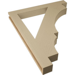 Ekena Millwork - BKTUR035X32X38BOA05RCPR - Timberthane Faux Wood Balboa Style Bracket, Block Ends, 3 1/2"W x 32"D x 38"H, Primed Tan