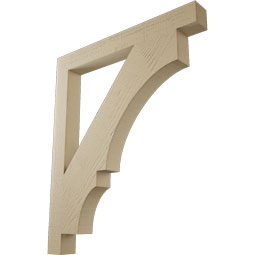 Ekena Millwork - BKTUR035X32X38BOA05RCPR - Timberthane Faux Wood Balboa Style Bracket, Block Ends, 3 1/2"W x 32"D x 38"H, Primed Tan