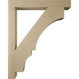 Ekena Millwork - BKTUR035X32X40BOA05RCPR - Timberthane Faux Wood Balboa Style Bracket, Block Ends, 3 1/2"W x 32"D x 40"H, Primed Tan