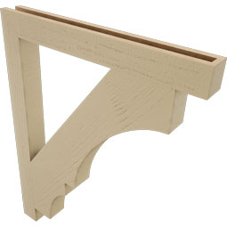 Ekena Millwork - BKTUR035X32X40BOA05RCPR - Timberthane Faux Wood Balboa Style Bracket, Block Ends, 3 1/2"W x 32"D x 40"H, Primed Tan