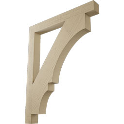 Ekena Millwork - BKTUR035X32X40BOA05RCPR - Timberthane Faux Wood Balboa Style Bracket, Block Ends, 3 1/2"W x 32"D x 40"H, Primed Tan
