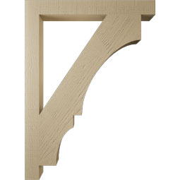 Ekena Millwork - BKTUR035X32X44BOA05RCPR - Timberthane Faux Wood Balboa Style Bracket, Block Ends, 3 1/2"W x 32"D x 44"H, Primed Tan