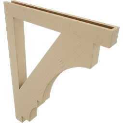 Ekena Millwork - BKTUR035X32X44BOA05RCPR - Timberthane Faux Wood Balboa Style Bracket, Block Ends, 3 1/2"W x 32"D x 44"H, Primed Tan