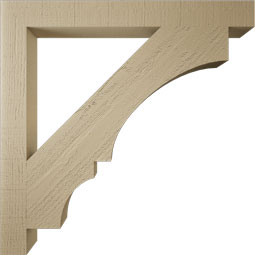 Ekena Millwork - BKTUR035X34X34BOA05RCPR - Timberthane Faux Wood Balboa Style Bracket, Block Ends, 3 1/2"W x 34"D x 34"H, Primed Tan