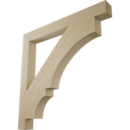 Ekena Millwork - BKTUR035X34X34BOA05RCPR - Timberthane Faux Wood Balboa Style Bracket, Block Ends, 3 1/2"W x 34"D x 34"H, Primed Tan