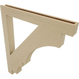 Ekena Millwork - BKTUR035X34X40BOA05RCPR - Timberthane Faux Wood Balboa Style Bracket, Block Ends, 3 1/2"W x 34"D x 40"H, Primed Tan