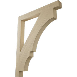 Ekena Millwork - BKTUR035X34X42BOA05RCPR - Timberthane Faux Wood Balboa Style Bracket, Block Ends, 3 1/2"W x 34"D x 42"H, Primed Tan