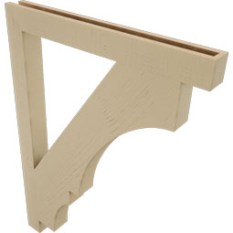 Ekena Millwork - BKTUR035X34X46BOA05RCPR - Timberthane Faux Wood Balboa Style Bracket, Block Ends, 3 1/2"W x 34"D x 46"H, Primed Tan