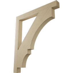 Ekena Millwork - BKTUR035X36X42BOA05RCPR - Timberthane Faux Wood Balboa Style Bracket, Block Ends, 3 1/2"W x 36"D x 42"H, Primed Tan