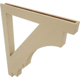 Ekena Millwork - BKTUR035X36X44BOA05RCPR - Timberthane Faux Wood Balboa Style Bracket, Block Ends, 3 1/2"W x 36"D x 44"H, Primed Tan