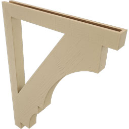 Ekena Millwork - BKTUR035X36X48BOA05RCPR - Timberthane Faux Wood Balboa Style Bracket, Block Ends, 3 1/2"W x 36"D x 48"H, Primed Tan