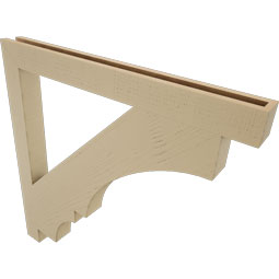 Ekena Millwork - BKTUR035X38X38BOA05RCPR - Timberthane Faux Wood Balboa Style Bracket, Block Ends, 3 1/2"W x 38"D x 38"H, Primed Tan