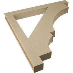 Ekena Millwork - BKTUR035X38X38BOA05RCPR - Timberthane Faux Wood Balboa Style Bracket, Block Ends, 3 1/2"W x 38"D x 38"H, Primed Tan