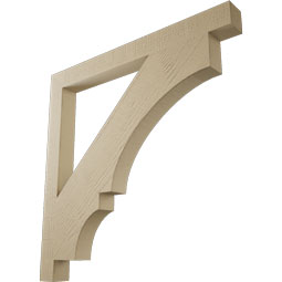 Ekena Millwork - BKTUR035X38X38BOA05RCPR - Timberthane Faux Wood Balboa Style Bracket, Block Ends, 3 1/2"W x 38"D x 38"H, Primed Tan