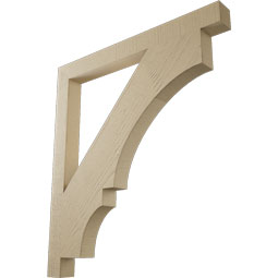 Ekena Millwork - BKTUR035X38X42BOA05RCPR - Timberthane Faux Wood Balboa Style Bracket, Block Ends, 3 1/2"W x 38"D x 42"H, Primed Tan
