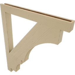 Ekena Millwork - BKTUR035X38X46BOA05RCPR - Timberthane Faux Wood Balboa Style Bracket, Block Ends, 3 1/2"W x 38"D x 46"H, Primed Tan