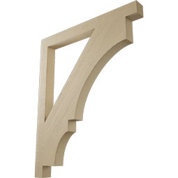 Ekena Millwork - BKTUR035X38X46BOA05RCPR - Timberthane Faux Wood Balboa Style Bracket, Block Ends, 3 1/2"W x 38"D x 46"H, Primed Tan