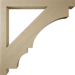 Ekena Millwork - BKTUR035X42X42BOA05RCPR - Timberthane Faux Wood Balboa Style Bracket, Block Ends, 3 1/2"W x 42"D x 42"H, Primed Tan