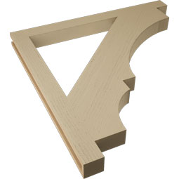 Ekena Millwork - BKTUR035X42X42BOA05RCPR - Timberthane Faux Wood Balboa Style Bracket, Block Ends, 3 1/2"W x 42"D x 42"H, Primed Tan