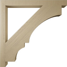 Ekena Millwork - BKTUR035X44X44BOA05RCPR - Timberthane Faux Wood Balboa Style Bracket, Block Ends, 3 1/2"W x 44"D x 44"H, Primed Tan