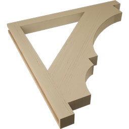Ekena Millwork - BKTUR035X44X44BOA05RCPR - Timberthane Faux Wood Balboa Style Bracket, Block Ends, 3 1/2"W x 44"D x 44"H, Primed Tan