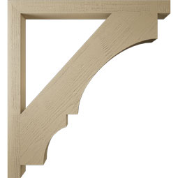 Ekena Millwork - BKTUR035X44X48BOA05RCPR - Timberthane Faux Wood Balboa Style Bracket, Block Ends, 3 1/2"W x 44"D x 48"H, Primed Tan