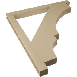 Ekena Millwork - BKTUR035X44X48BOA05RCPR - Timberthane Faux Wood Balboa Style Bracket, Block Ends, 3 1/2"W x 44"D x 48"H, Primed Tan