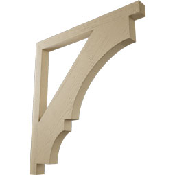 Ekena Millwork - BKTUR035X44X48BOA05RCPR - Timberthane Faux Wood Balboa Style Bracket, Block Ends, 3 1/2"W x 44"D x 48"H, Primed Tan