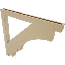 Ekena Millwork - BKTUR035X46X46BOA05RCPR - Timberthane Faux Wood Balboa Style Bracket, Block Ends, 3 1/2"W x 46"D x 46"H, Primed Tan